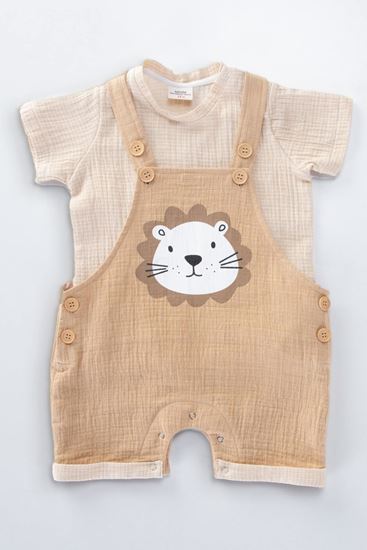 6-18 Aylık Leon Park Erkek Bebek Salopet Takım-Latte