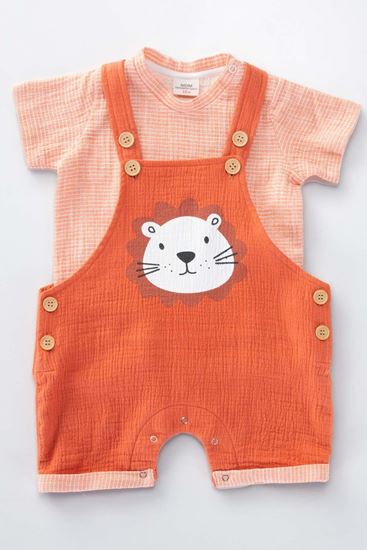 6-18 Aylık Leon Park Erkek Bebek Salopet Takım-Oranj