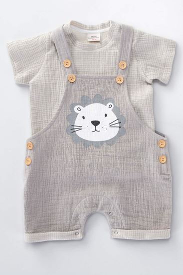 6-18 Aylık Leon Park Erkek Bebek Salopet Takım-Caramel