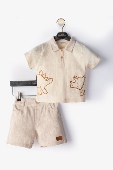 6-18 Aylık Dino Happy Animal Erkek Bebek Takım-Latte