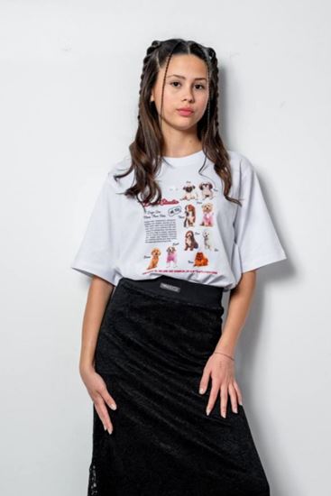 9-15 Yaş Oscar Doge Stand Kız Çocuk T-Shırt-Ekru