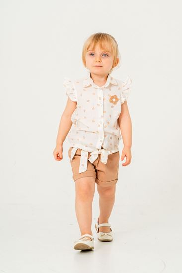 2-9 Yaş Flower Daisy Kız Çocuk Takım-Latte