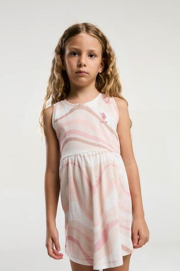 4-9 Yaş Lisanslı Us Polo Assn Kız Çocuk Elbise-Somon