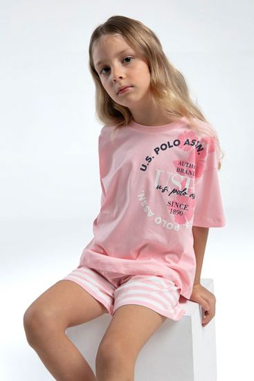 4-15 Yaş Lisanslı Us Polo Assn Kız Çocuk Takım-Pembe