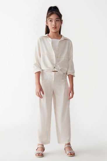 8-14 Yaş Pruva Berceste Kız Çocuk 3'Lü Takım -Krem-