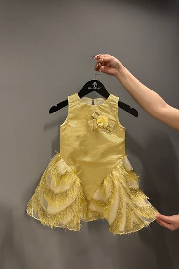 4-12 Yaş New Pavlova Que Kız Çocuk Elbise-Gold