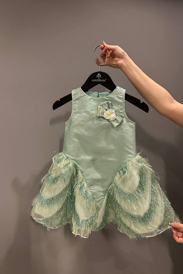4-12 Yaş New Pavlova Que Kız Çocuk Elbise-Mint Yeşili