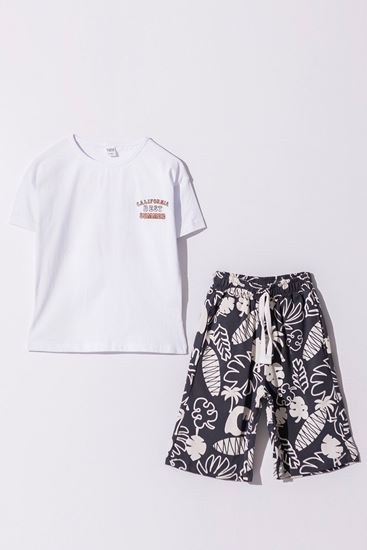 6-13 Yaş Calıfornia Summer Erkek Çocuk Takım-Ekru