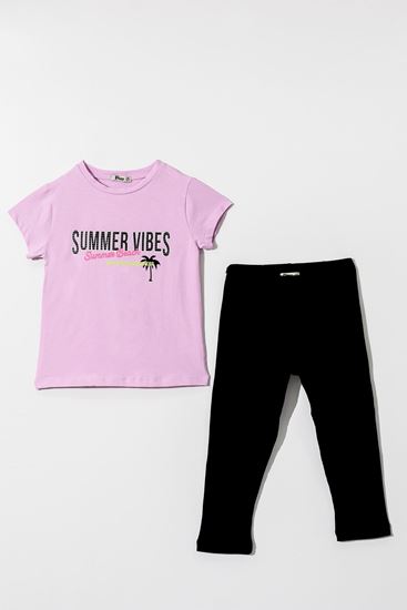 6-9 Yaş Summer Vibes Kız Çocuk Takım-Lila