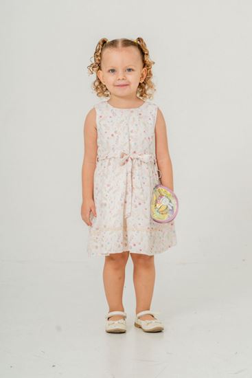 2-9 Yaş Flower Rabbit Çantalı Kız Çocuk Elbise-Turuncu