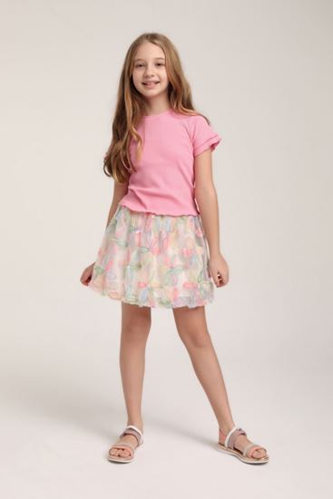 5-14 Yaş New Premium Flow Kız Çocuk Etekli Takım-Pembe