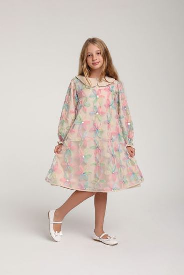 5-14 Yaş New Premium Flow Kız Çocuk Elbise-Ekru