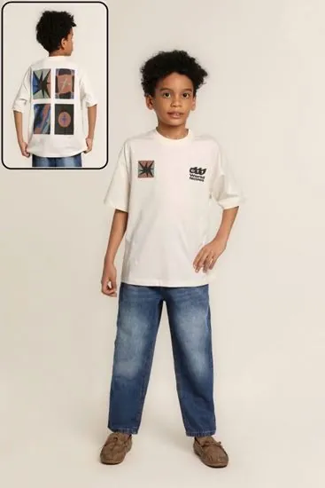 5-14 Yaş World Jean Blue Erkek Çocuk Takım-Ekru