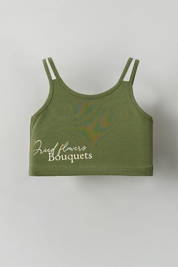 4-8 Yaş Bouquets Flow Kız Çocuk Crop-Haki