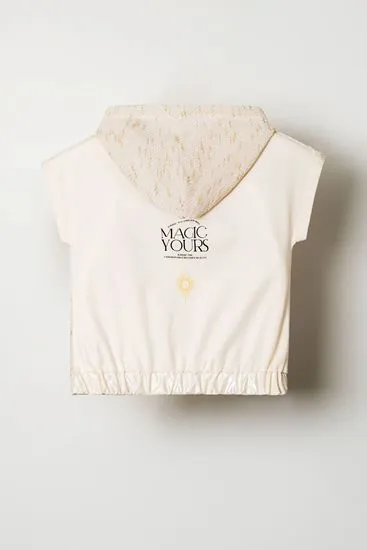 8-14 Yaş Shine Kız Çocuk Tshirt-Ekru