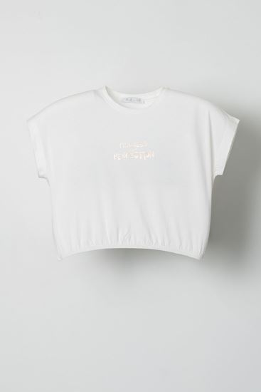 4-8 Yaş Line Whıte Que Kız Çocuk T-Shirt-Ekru