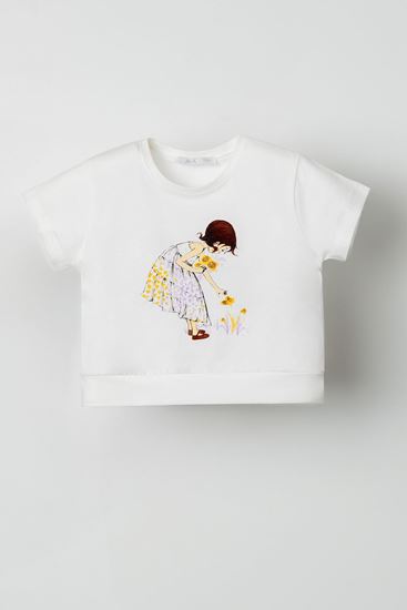 4-8 Yaş Adı Şahane Kız Çocuk T-Shirt-Ekru