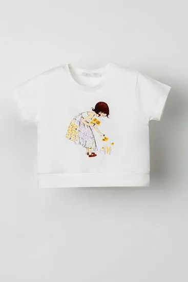4-8 Yaş Adı Şahane Kız Çocuk T-Shirt-Ekru