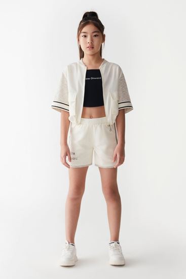 8-14 Yaş Shine Cool Kız Çocuk Şort-Ekru