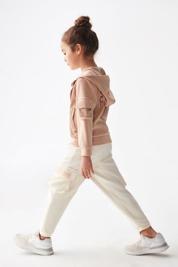 4-8 Yaş Fredoom Fermuarlı Kız Çocuk Hırka-Karamel