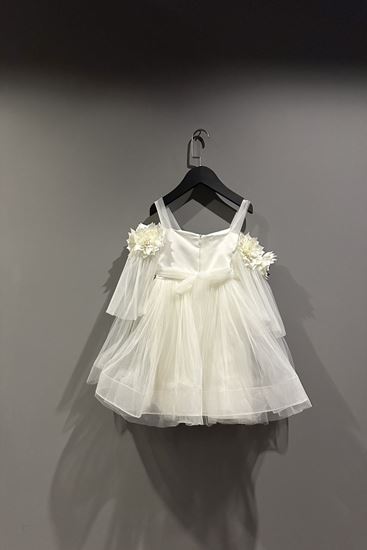 4-8 Yaş Milla Flowers Kız Çocuk Abiye-Ekru