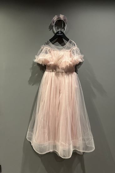 6-10 Yaş Sugar Pollyana Kız Çocuk Elbise-Pudra