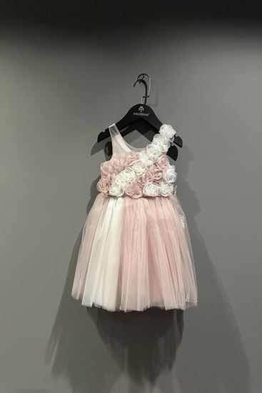 2-10 Yaş Rana Flower Kız Çocuk Abiye-Pudra