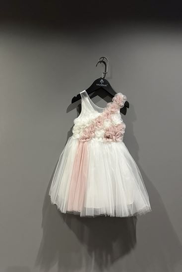 2-10 Yaş Rana Flower Kız Çocuk Abiye-Ekru