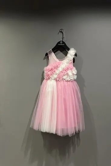 2-10 Yaş Rana Flower Kız Çocuk Abiye-Pembe