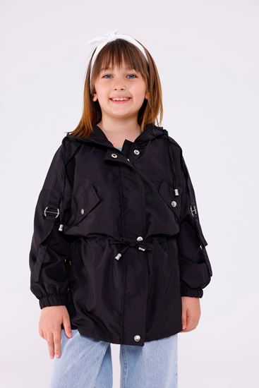 4-16 Yaş Lina Rules Su İtici  Kız Çocuk Yağmurluk & Rüzgarlık-Siyah