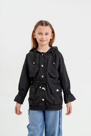 4-16 Yaş Cat Polina Su İtici  Kız Çocuk Yağmurluk & Rüzgarlık-Siyah