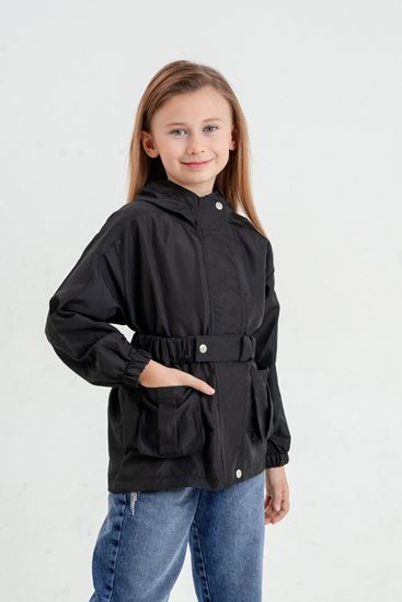 4-16 Yaş Flower Emily Su İtici  Kız Çocuk Yağmurluk & Rüzgarlık-Siyah