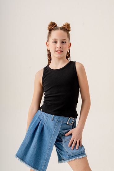 4-15 Yaş Happy Luna Kız Çocuk Sıfır Kol T-Shirt-Siyah