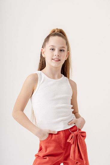 4-15 Yaş Happy Luna Kız Çocuk Sıfır Kol T-Shirt-Ekru