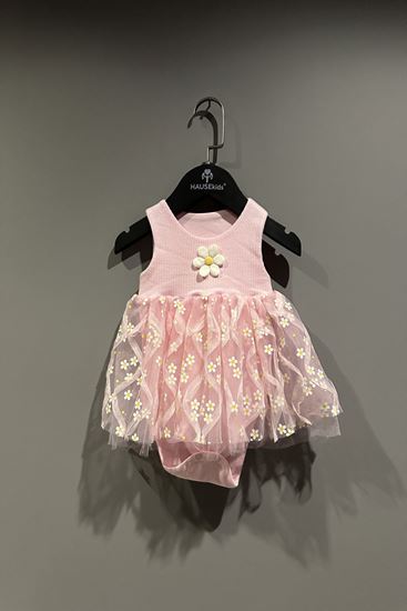 6-12 Aylık Papatya Kız Bebek Tulum Elbise-Pembe