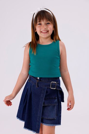 4-15 Yaş Happy Luna Kız Çocuk Sıfır Kol T-Shirt-Mint Yeşili