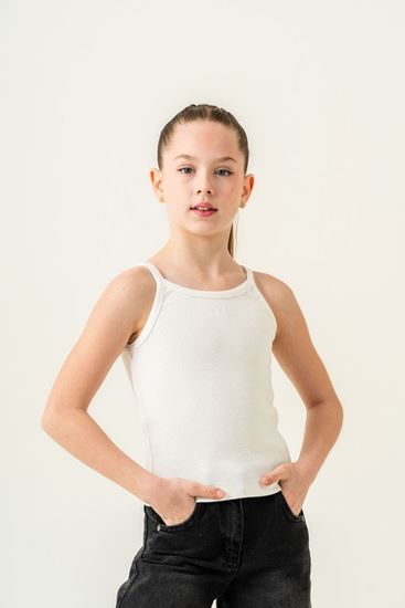 4-15 Yaş New Mila Kız Çocuk Askılı T-Shirt-Ekru