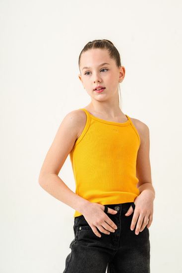 4-15 Yaş New Mila Kız Çocuk Askılı T-Shirt-Sarı