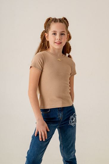 4-15 Yaş Fisto Daisy Kız Çocuk T-Shirt-Latte