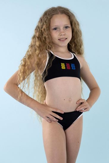 5-12 Yaş Lisanslı Haribo Kız Çocuk Bikini-Siyah