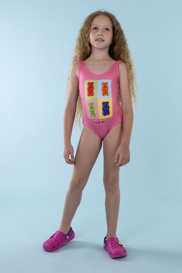3-12 Yaş Lisanslı Haribo Kız Çocuk Mayo-Pembe