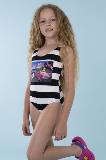 5-12 Yaş Lisanslı Haribo Kız Çocuk Mayo-Siyah