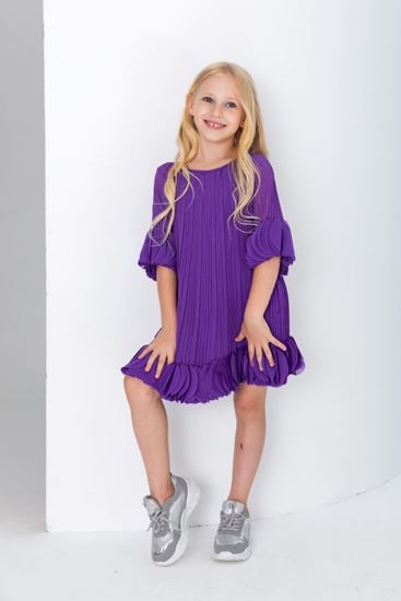 8-15 Yaş Mika Kız Çocuk Elbise-Mor
