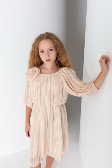 8-15 Yaş Moncton Kız Çocuk Elbise-Bej