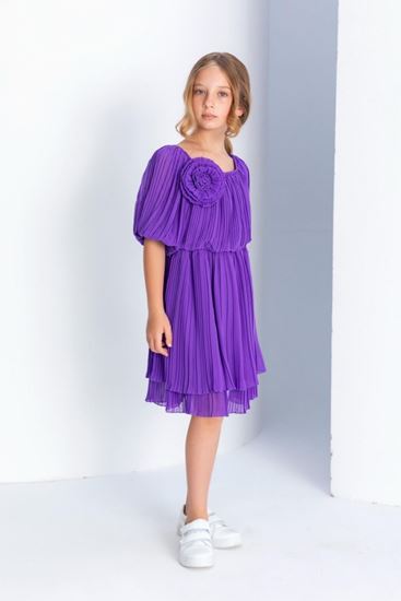 8-15 Yaş Moncton Kız Çocuk Elbise-Mor
