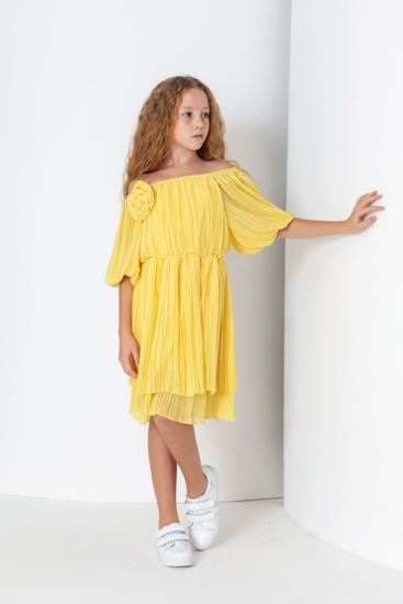 8-15 Yaş Moncton Kız Çocuk Elbise-Limon