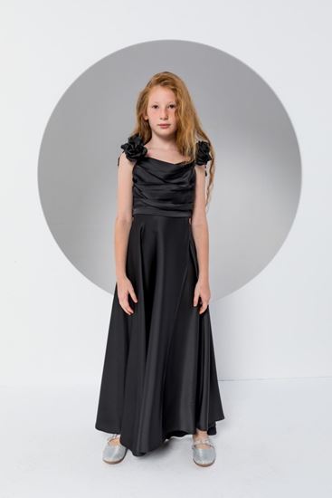 8-15 Yaş Rıdden Kız Çocuk Elbise-Siyah