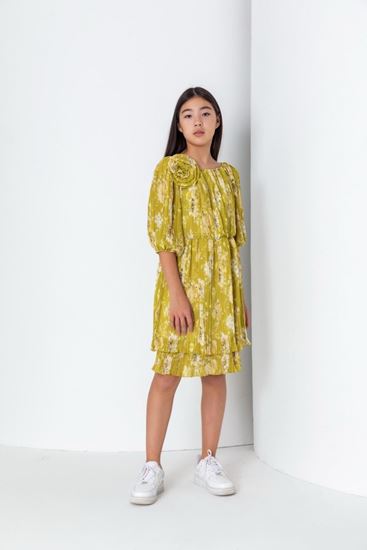 8-15 Yaş Barrie Kız Çocuk Elbise-Yağ Yeşili