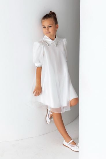 8-15 Yaş Rosarıo Kız Çocuk Elbise-Ekru