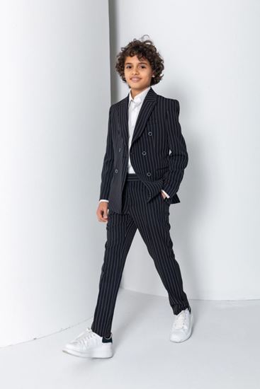 8-15 Yaş Bridcage Erkek Çocuk 3'Lü Takım Elbise-Siyah